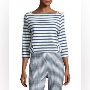 VERONICA BEARD Lincoln Striped Mariner Blue Top Size S